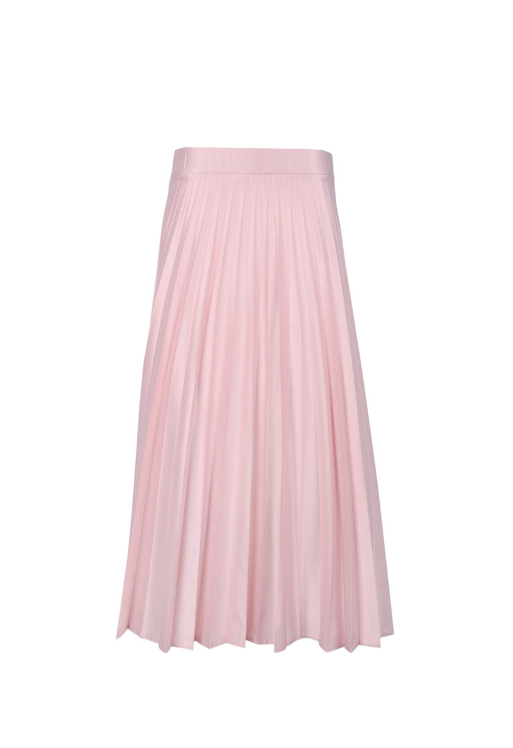 Różowa plisowana spódnica z dodatkiem jedwabiu
